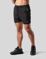 Back Message Separate Nylon Pants - Black