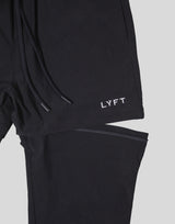Back Message Separate Nylon Pants - Black