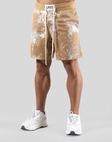 Splash Paint Mesh Shorts - Beige