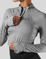 Slim Fit Half Zip Long Sleeve - Grey