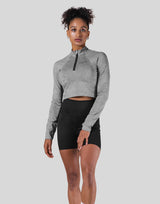 Slim Fit Half Zip Long Sleeve - Grey