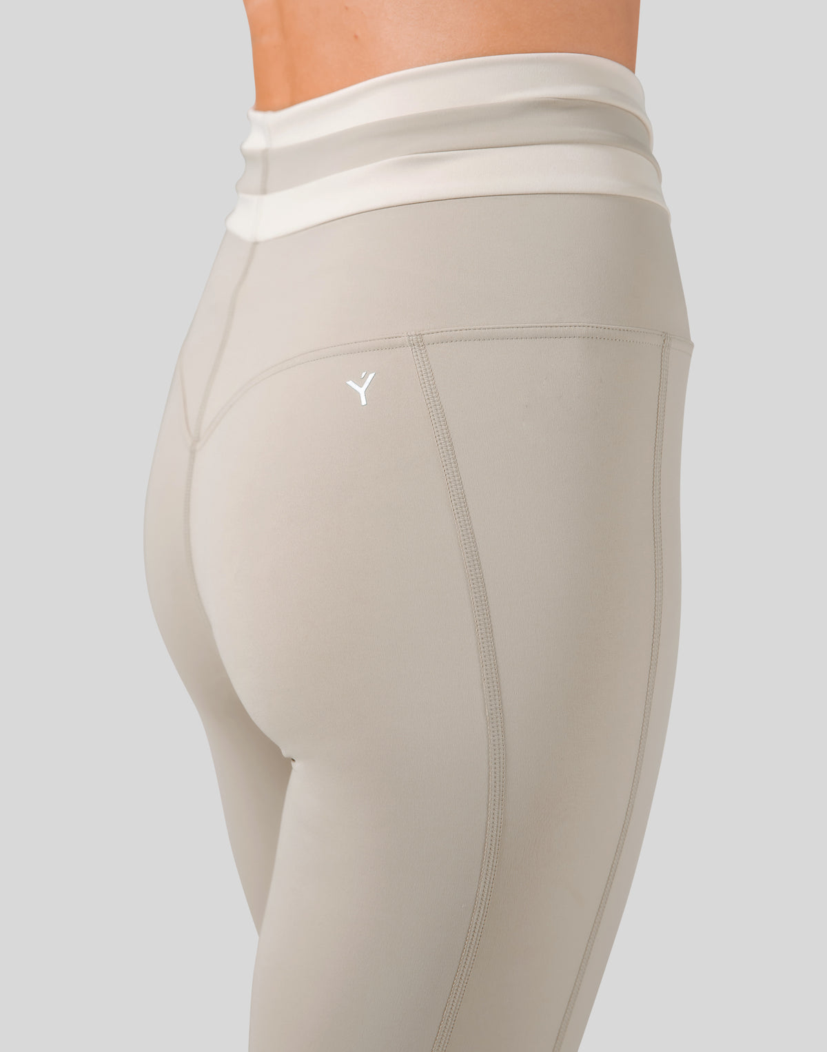 Stripe High Rise Leggings - Beige