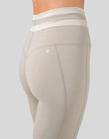 Stripe High Rise Leggings - Beige