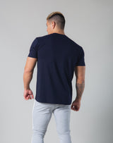LÝFT Box Logo Standard Fit Stretch T-shirt - Navy