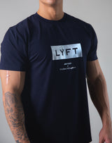 LÝFT Box Logo Standard Fit Stretch T-shirt - Navy