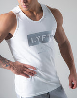 LÝFT Box Logo Standard Fit Stretch Tanktop - White