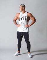 LÝFT London Punk Logo Drop Shoulder Tanktop - White
