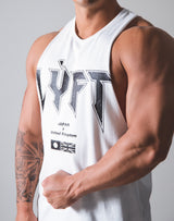 LÝFT London Punk Logo Drop Shoulder Tanktop - White