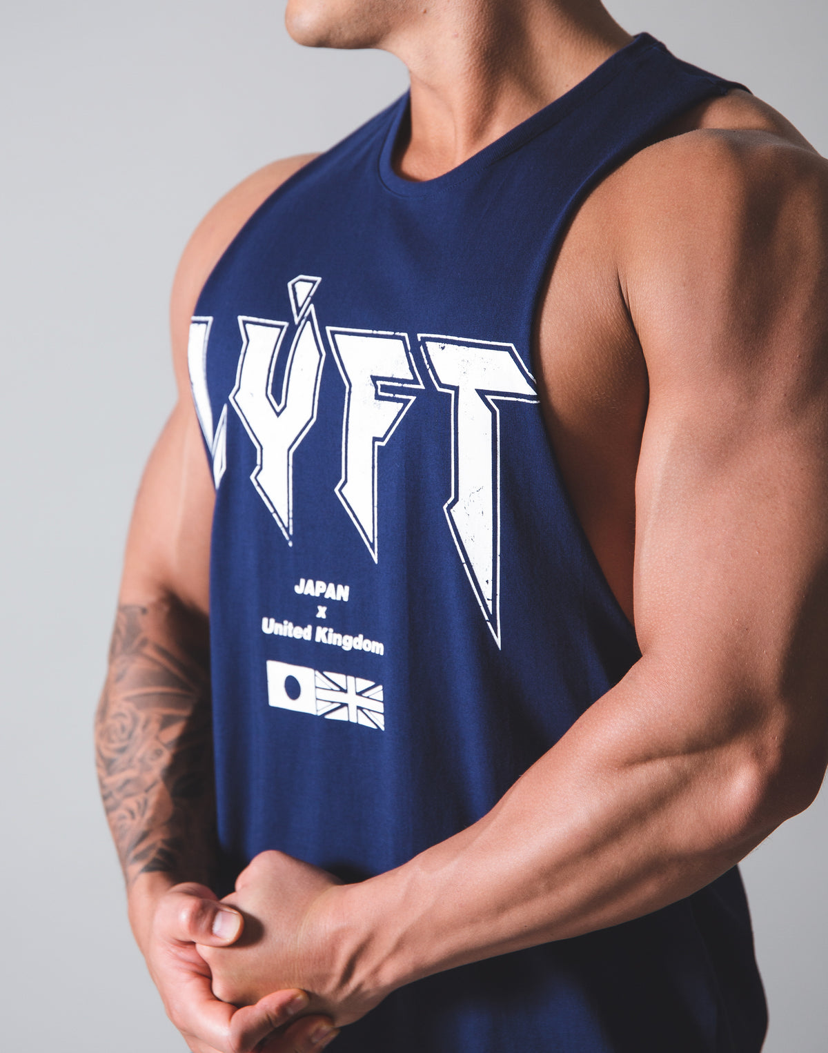 LÝFT London Punk Logo Drop Shoulder Tanktop - Navy