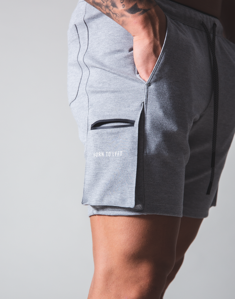 LÝFT Stretch Side Cargo Pocket Shorts - Grey