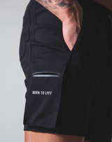 LÝFT Stretch Side Cargo Pocket Shorts - Black