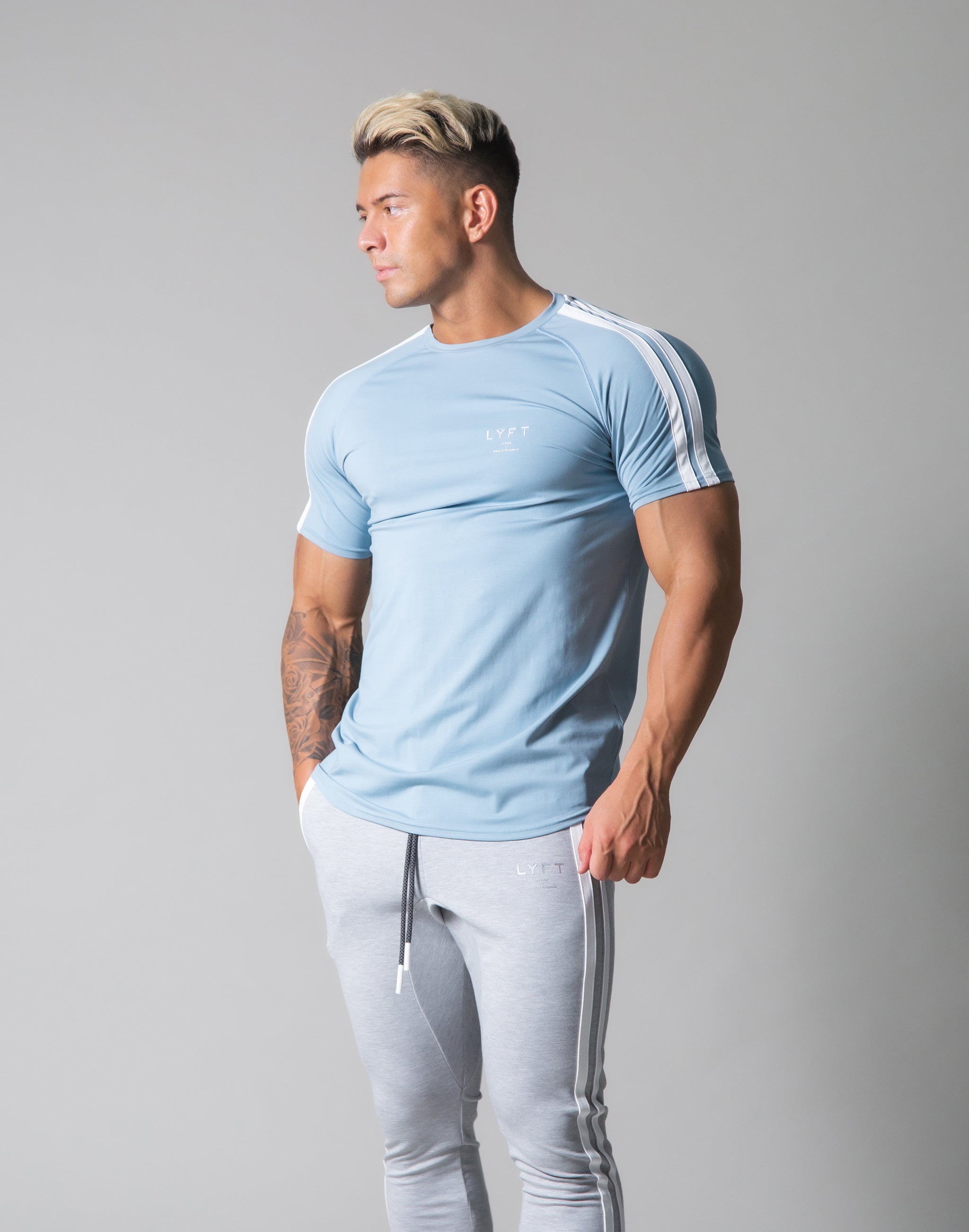 LYFT Slim Fit 2 Line T-Shirt - L.Blue – LÝFT