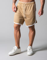 Wide Mesh Shorts - Beige