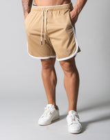 Wide Mesh Shorts - Beige