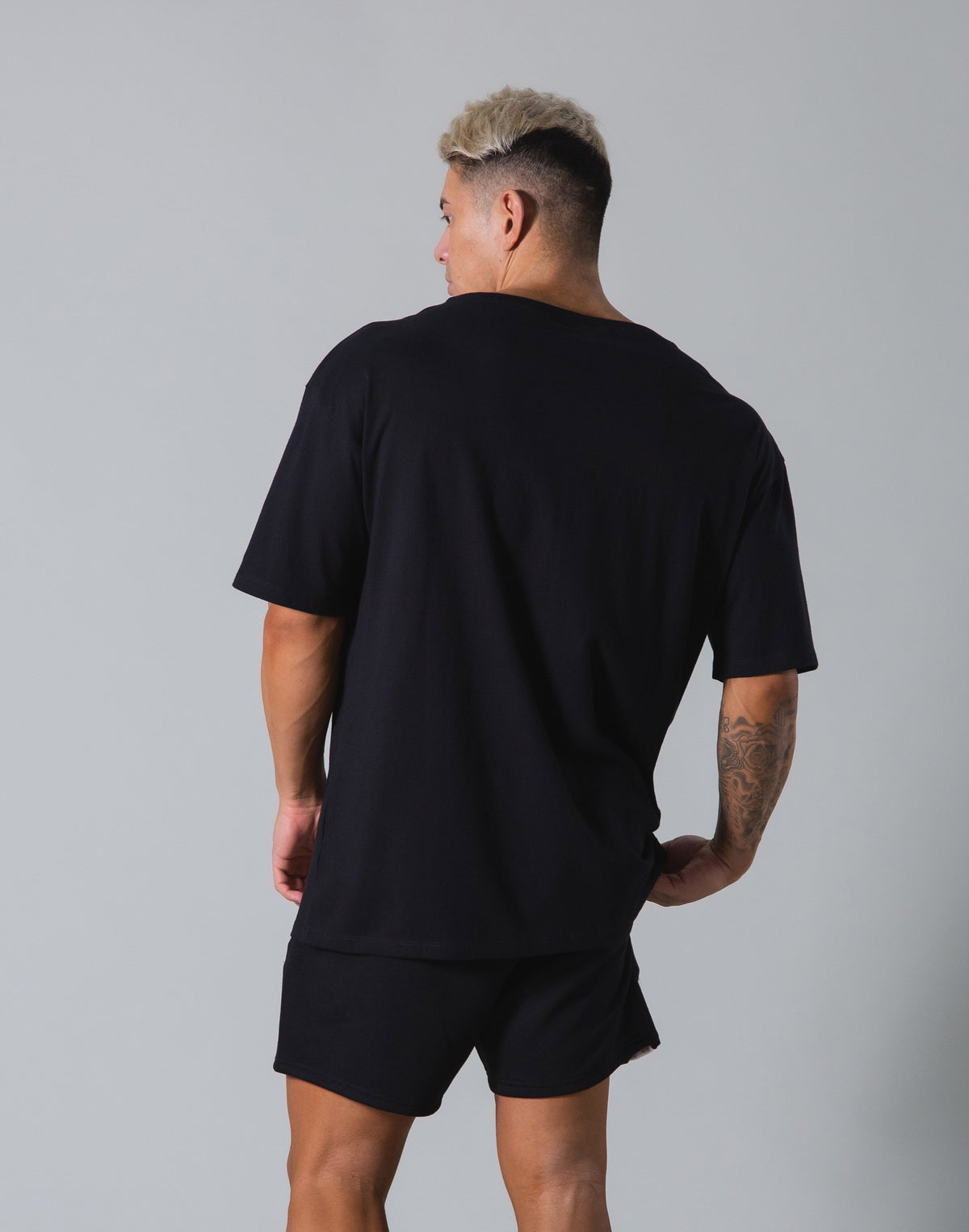 Angle Wide Line Big T-shirts - Black