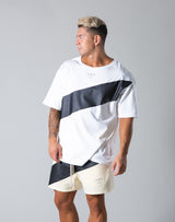 <transcy>Angle Wide Line Big T-shirts --White</transcy>
