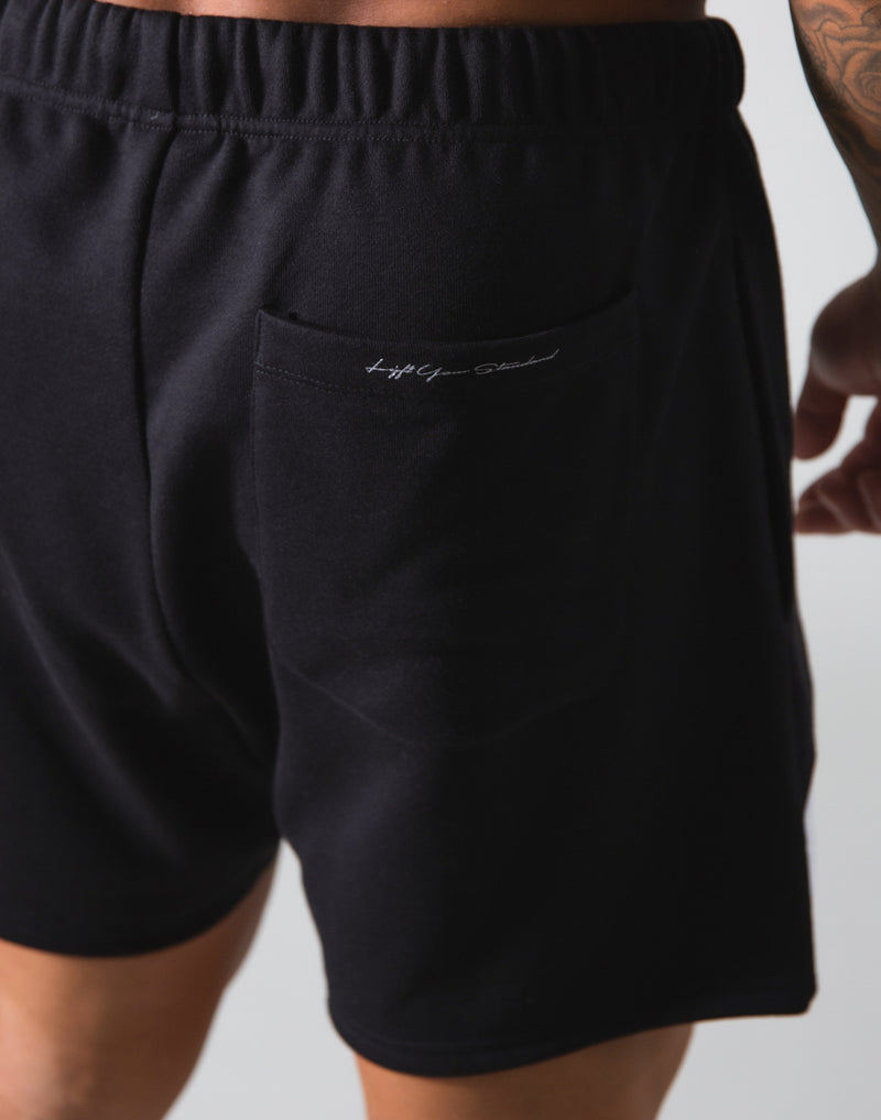 Angle Wide Line Sweat Shorts - Black