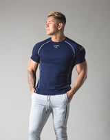 Script Logo Stretch Slim Fit T-Shirt - Navy