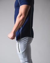 Script Logo Stretch Slim Fit T-Shirt - Navy