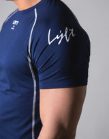 Script Logo Stretch Slim Fit T-Shirt - Navy