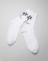 Calf Script Logo Socks - White