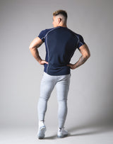 Script Logo Stretch Slim Fit T-Shirt - Navy