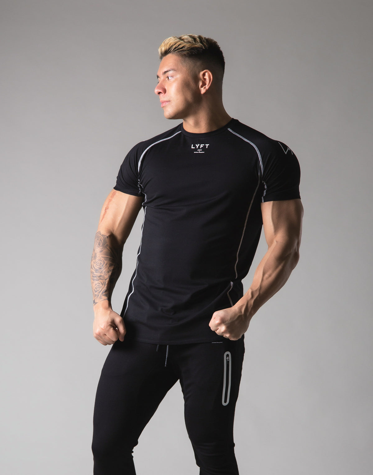 Script Logo Stretch Slim Fit T-Shirt - Black