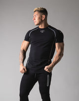 Script Logo Stretch Slim Fit T-Shirt - Black