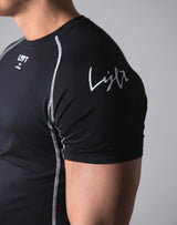 Script Logo Stretch Slim Fit T-Shirt - Black