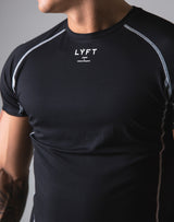 Script Logo Stretch Slim Fit T-Shirt - Black