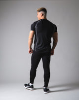 Script Logo Stretch Slim Fit T-Shirt - Black