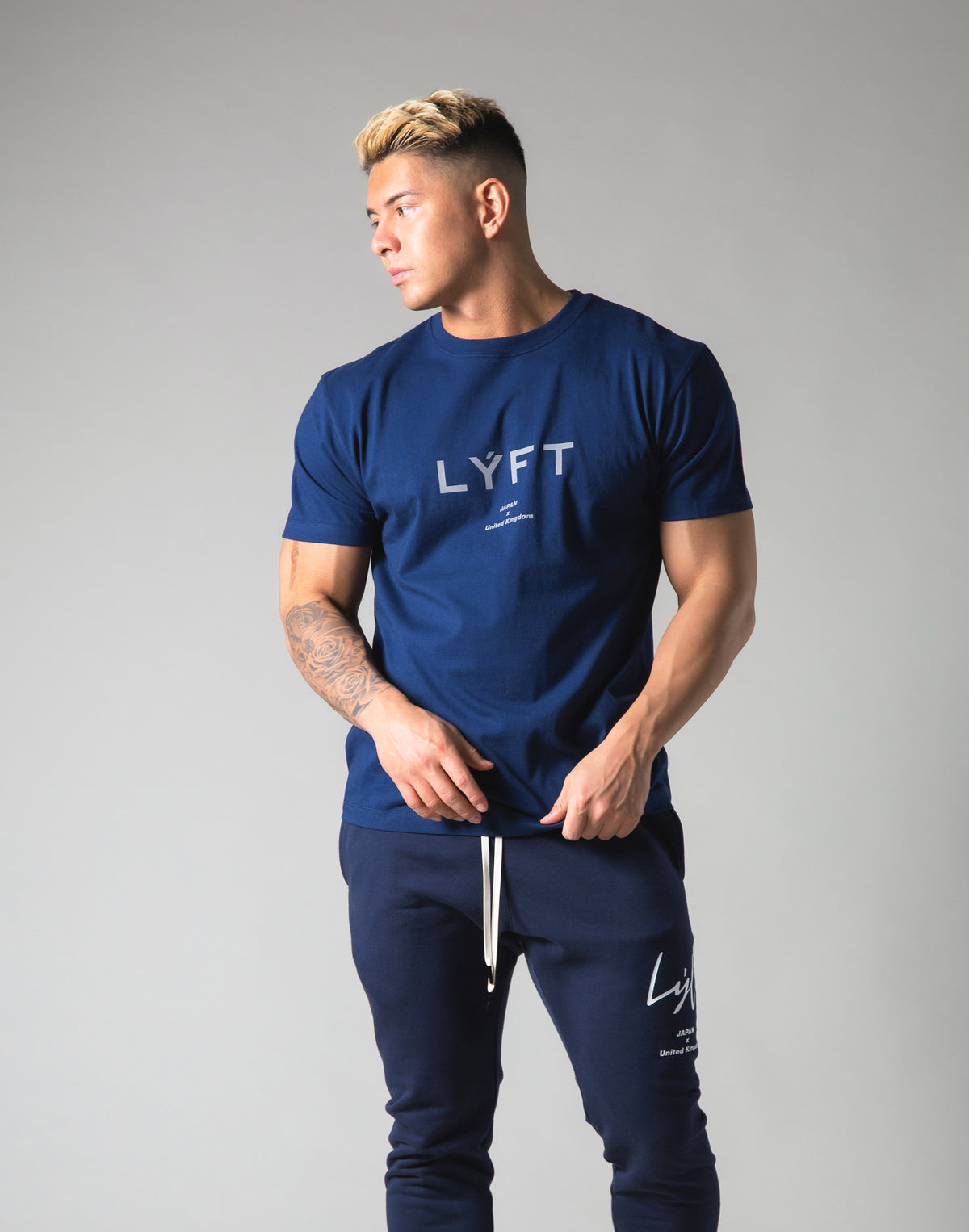 LÝFT Metallic Reflector Logo Standard T-Shirt - Navy