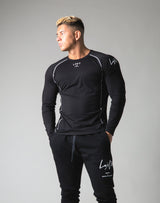 Script Logo Slim Fit Long Sleeve T-Shirt - Black