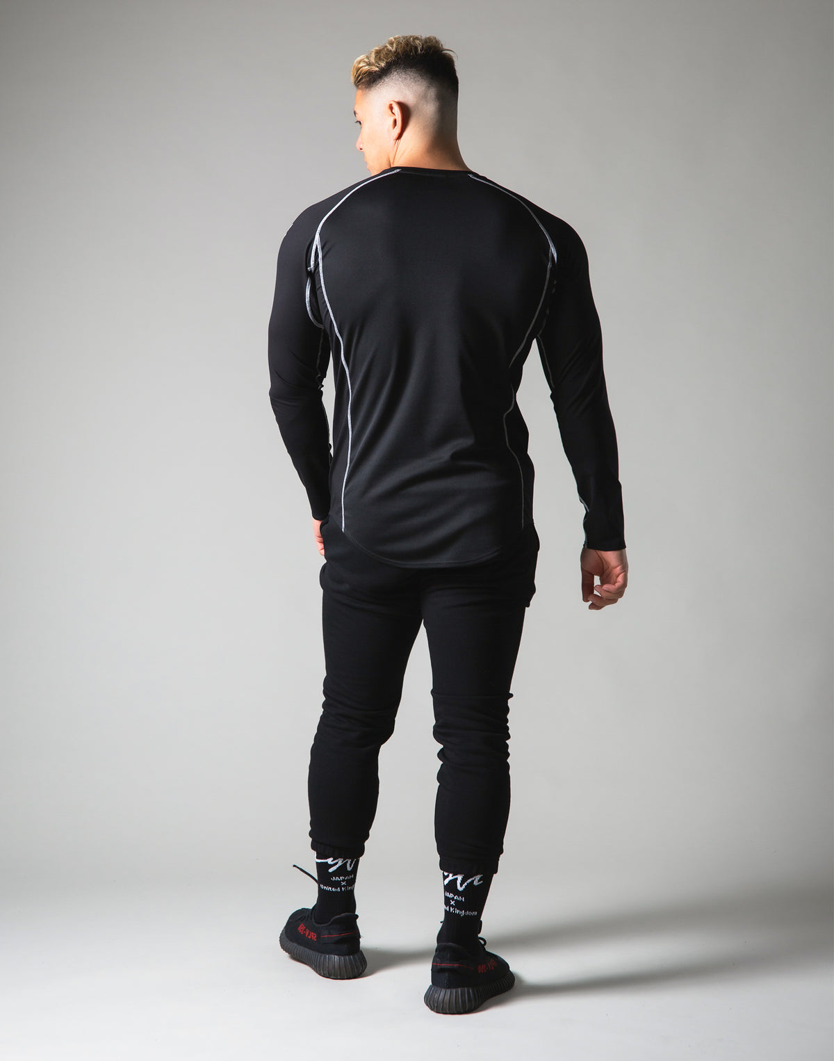 Script Logo Slim Fit Long Sleeve T-Shirt - Black