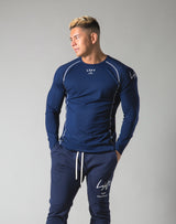 Script Logo Slim Fit Long Sleeve T-Shirt - Navy