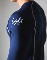 Script Logo Slim Fit Long Sleeve T-Shirt - Navy
