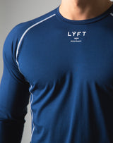 Script Logo Slim Fit Long Sleeve T-Shirt - Navy