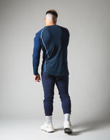 Script Logo Slim Fit Long Sleeve T-Shirt - Navy