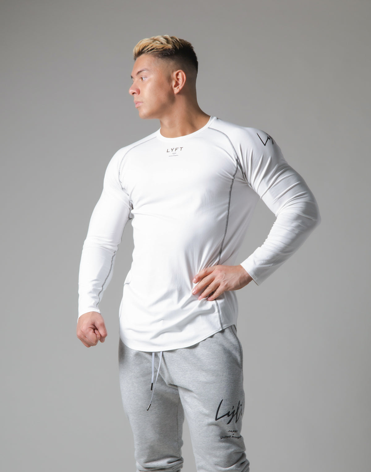 Script Logo Slim Fit Long Sleeve T-Shirt - White