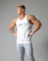 Tiered Mesh Stretch Standard Fit Tanktop - White