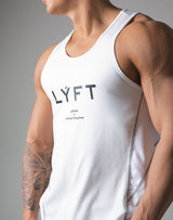 Tiered Mesh Stretch Standard Fit Tanktop - White