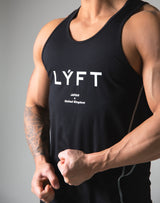 Tiered Mesh Stretch Standard Fit Tanktop - Black