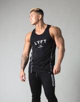 Tiered Mesh Stretch Standard Fit Tanktop - Black