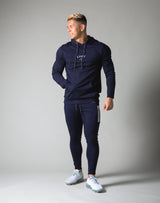 Slim Fit Stretch Pullover Hoodie - Navy