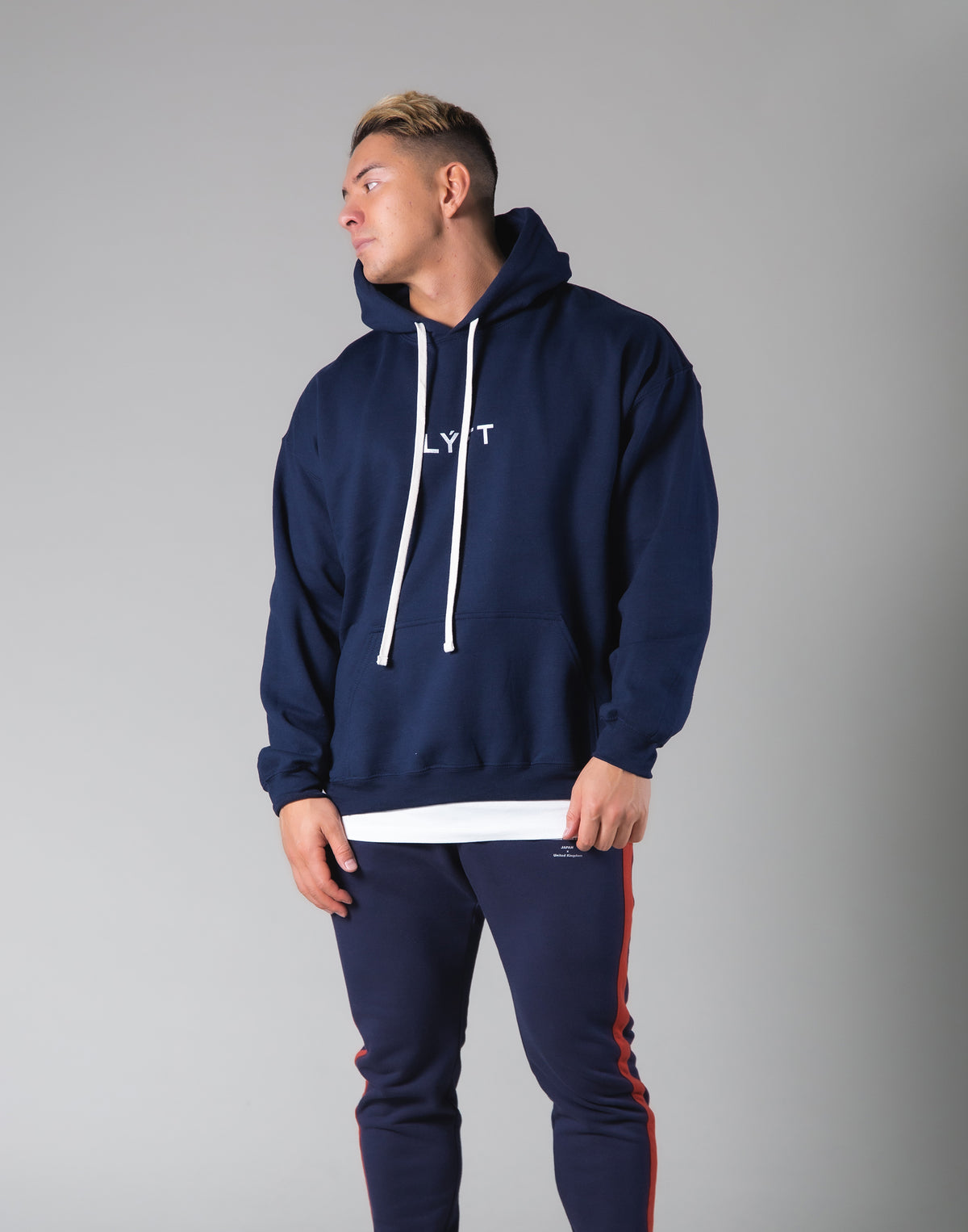 Silver Flag Pullover Hoodie - Navy