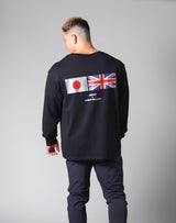 Silver Flag Long Sleeve T-Shirt - Black