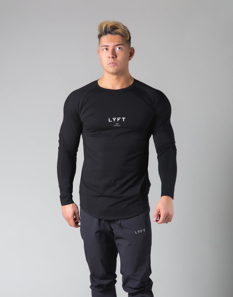 Slim Fit Raglan Long Sleeve T-Shirt - Black