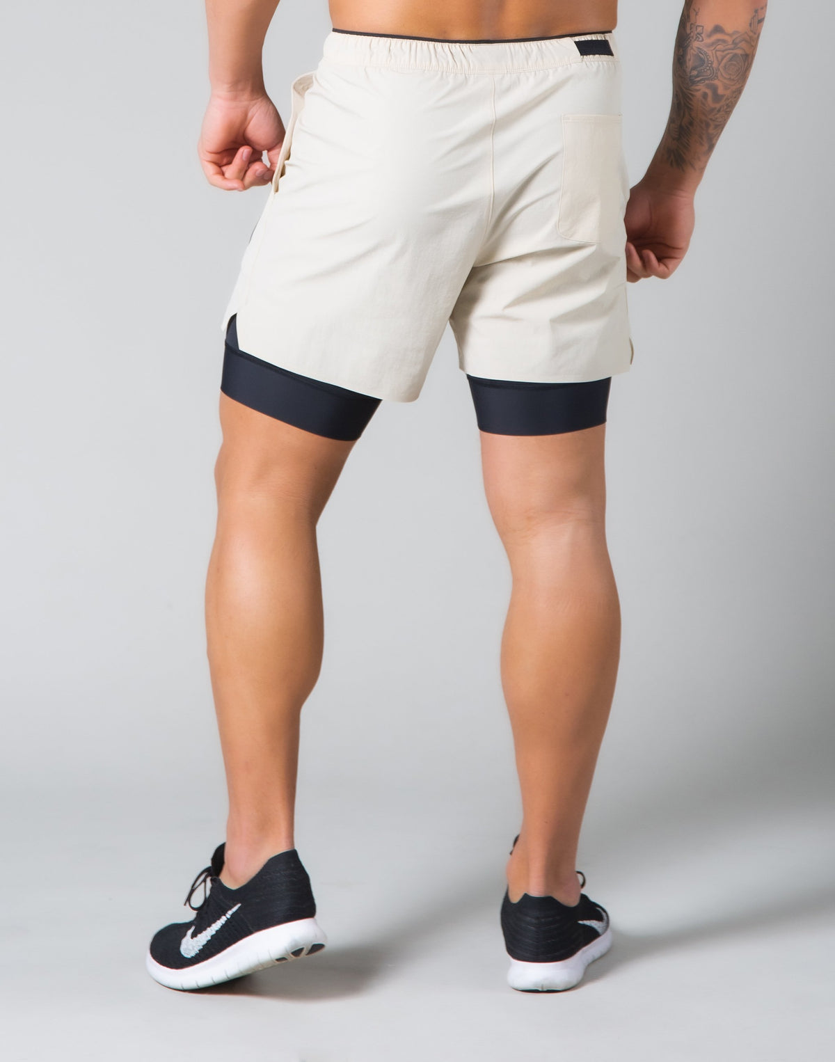 2Way Active Shorts / With Leggings - Light Beige