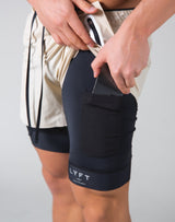 2Way Active Shorts / With Leggings - Light Beige