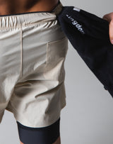 色番変更2Way Active Shorts / With Leggings - Light Beige